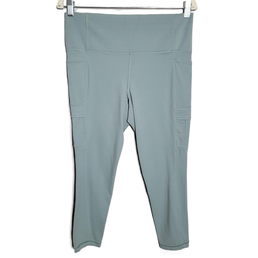 Athleta Salutation Cargo 7/8 Tight Legging Light‎ Teal Pockets Women's Size L